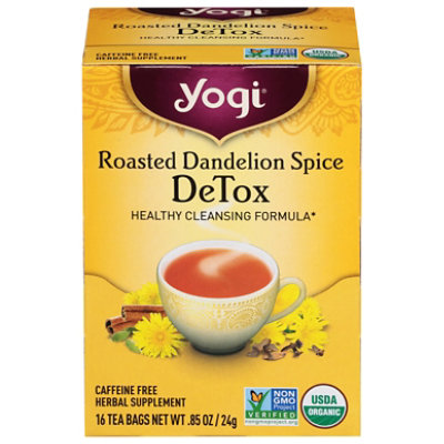 Yogi Herbal Supplement Tea Detox Roasted Dandelion Spice 16 Count - 1.12 Oz