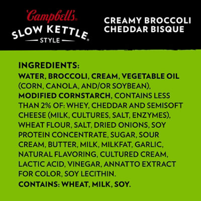 Campbell's Slow Kettle Creamy Broccoli Cheddar Bisque - 15.5 Oz - Image 5