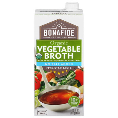 Bonafide Vegetable Broth No Salt Organic - 32 Oz
