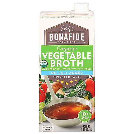 Bonafide Vegetable Broth No Salt Organic - 32 Oz