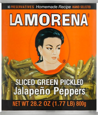 La Morena Pickled Jalapeno Peppers Sliced Green Can - 28.2 Oz - Image 2