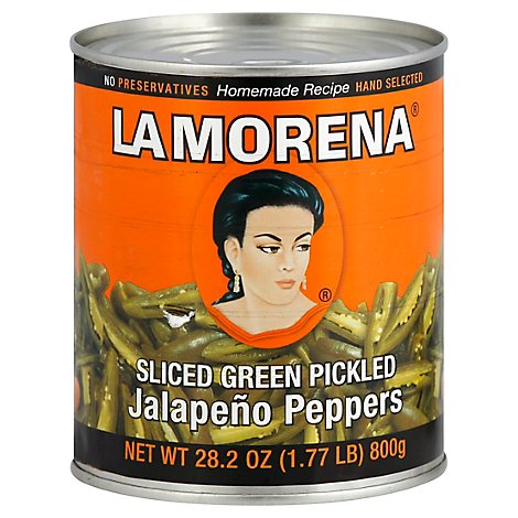 La Morena Pickled Jalapeno Peppers Sliced Green Can - 28.2 Oz