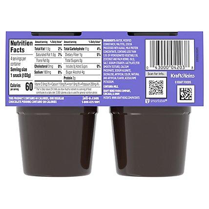 Jell-O Dark Chocolate Sugar Free Ready to Eat Pudding Cups Snack Cups - 4 Count - Image 9