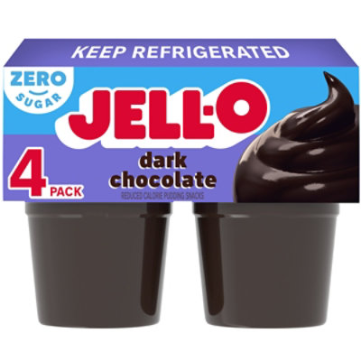 Jell-O Dark Chocolate Zero Sugar Ready-to-Eat Pudding Snack - 4 Count - Image 1