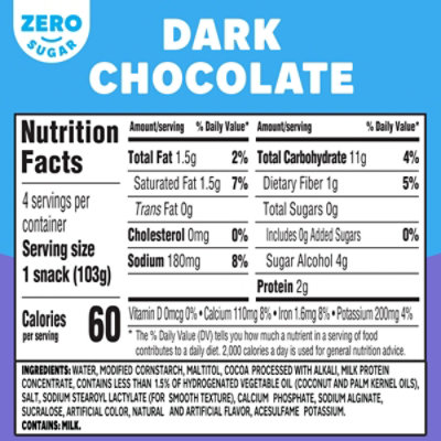 Jell-O Dark Chocolate Zero Sugar Ready-to-Eat Pudding Snack - 4 Count - Image 2