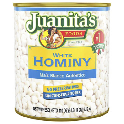 Juanitas Foods Hominy White Can - 105 Oz - Image 1