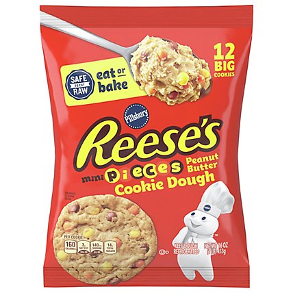 Pillsbury Ready To Bake! Cookies Big Deluxe Peanut Butter With Reeses Mini Pieces 12 Count - 16 Oz - Image 3
