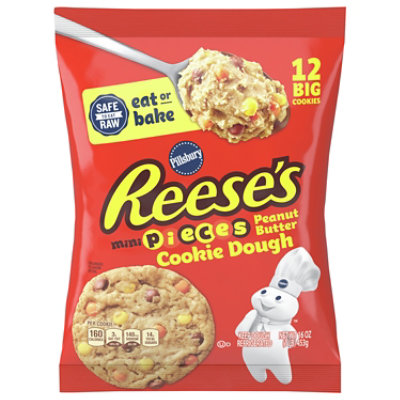 Pillsbury Ready To Bake Cookies Big Deluxe Peanut Butter With Reeses Mini Pieces 12 Count 16 Oz Randalls