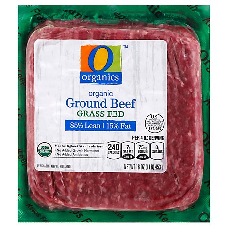 O Organics Organic Ground Beef 85% Lean 15% Fat - 16 Oz.
