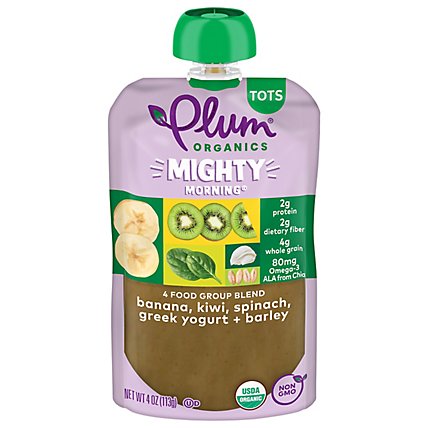 Plum Organics Organic Tots Mighty 4 Puree Banana Kiwi Spinach Kale Greek Yogurt Barley Oat - 4 Oz - Image 3