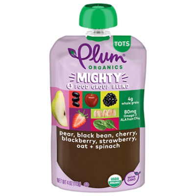 Plum Organics Organic Tots Mighty 4 Puree Banana Kiwi Spinach Kale Greek Yogurt Barley Oat - 4 Oz - Image 1