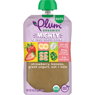 Plum Organics Organic Tots Mighty 4 Puree Kale Strawberry Amaranth Greek Yogurt - 4 Oz - Image 1