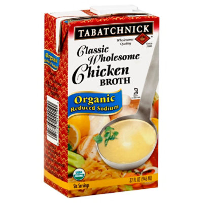 Tabatchnick Classic Wholesome Chicken Broth Organic Reduced Sodium Soup - 32 Fl. Oz. - Image 1