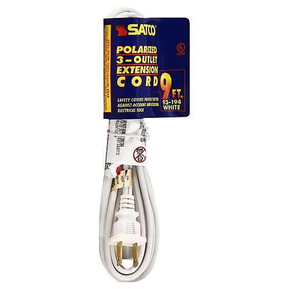 Extension Cord White 9ft - Each