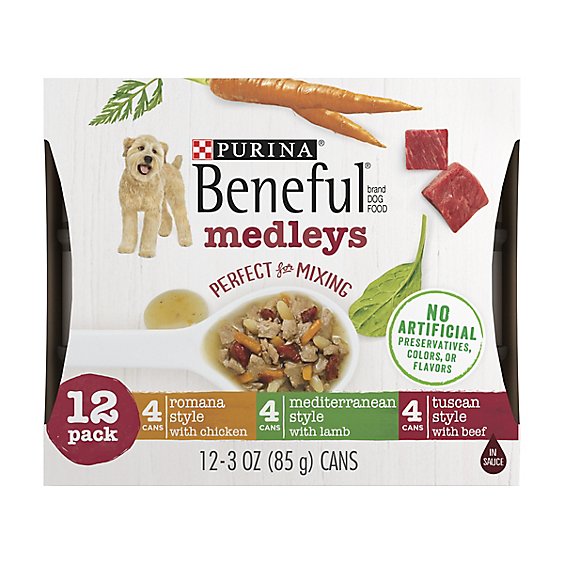 Beneful Medleys Chicken Wet Dog Food Pack - 12-3 Oz