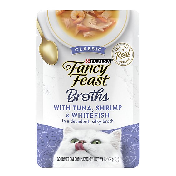 Fancy Feast Cat Food Wet Broths Tuna Shrimp & Whitefish - 1.4 Oz
