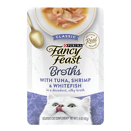 Fancy Feast Cat Food Wet Broths Tuna Shrimp & Whitefish - 1.4 Oz - Image 1