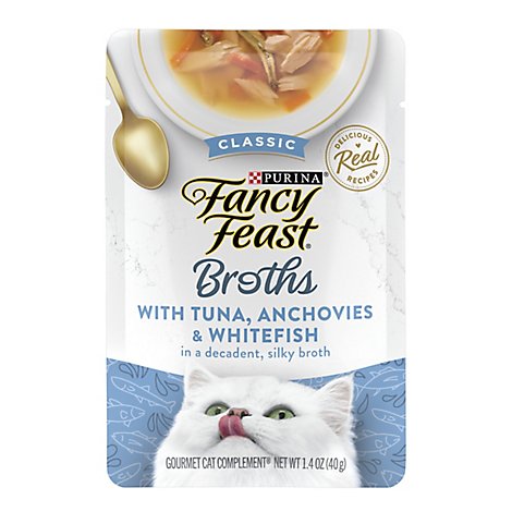 Fancy Feast Cat Food Wet Broths Tuna Anchovies & Whitefish - 1.4 Oz