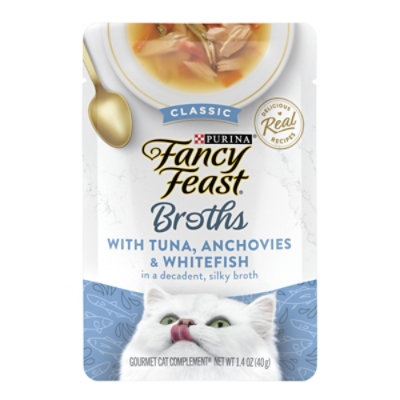 Fancy Feast Cat Food Wet Broths Tuna Anchovies & Whitefish - 1.4 Oz