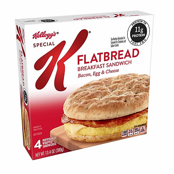 Special K Flatbread Breakfast Sandwiches Bacon Egg and Cheese - 13.4 Oz