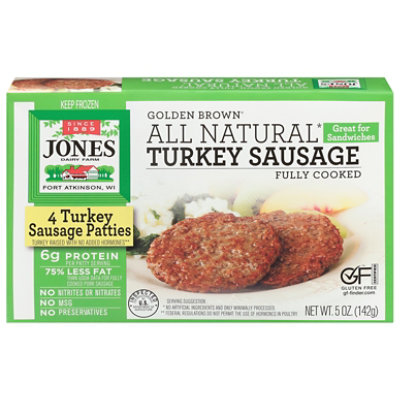 Jones Dairy Farm Sausage All Natural Golden Brown Turkey Patties 4 Count - 5 Oz - Image 3