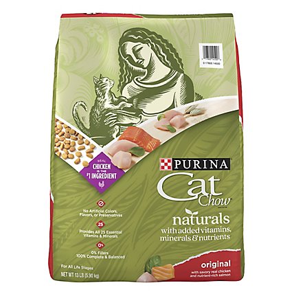 Purina Cat Chow Naturals Chicken & Salmon Dry Cat Food - 13 Lb - Image 1