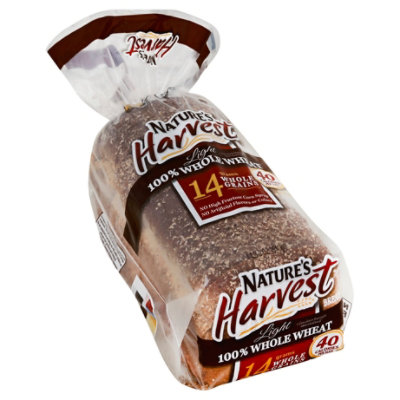 Natures Harvest Bread Light 100 Whole Wheat 18 Oz Vons