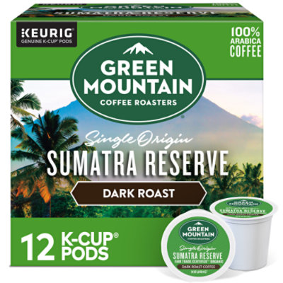 Green Mountain Coffee Roasters Coffee K Cup Pods Single Dark Roast Sumatran Reserve - 12-0.40 Oz