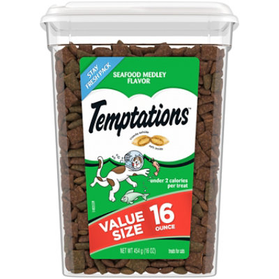 Temptations Classic Seafood Medley Flavor Crunchy and Soft Adult Cat Treats - 16 Oz