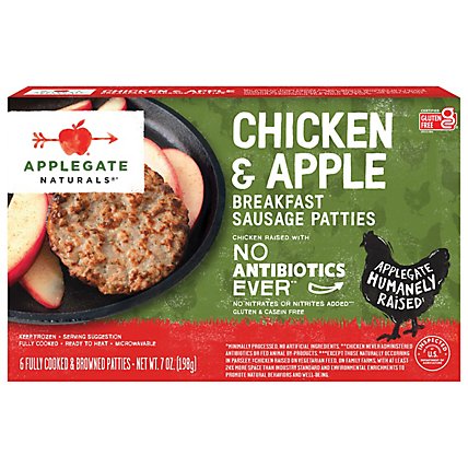 Applegate Natural Chicken & Apple Breakfast Sausage Patties Frozen - 7oz - Image 1