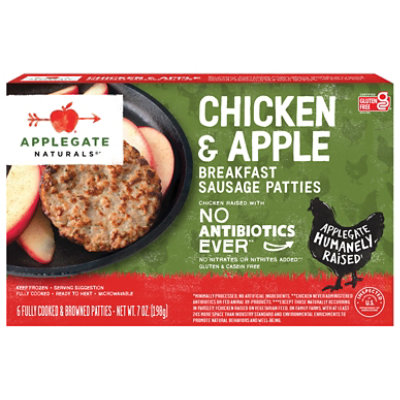 Applegate Natural Chicken & Apple Breakfast Sausage Patties Frozen - 7oz