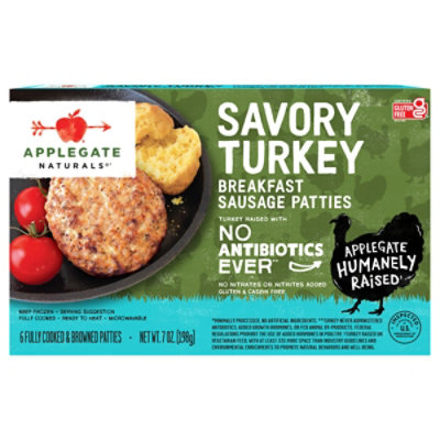 Applegate Natural Savory Turkey Breakfast Sausage Patties Frozen - 7oz - Image 2
