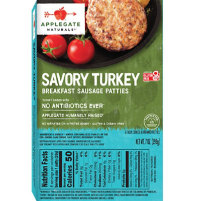 Applegate Natural Savory Turkey Breakfast Sausage Patties Frozen - 7oz - Image 5