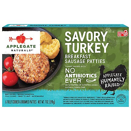 Applegate Natural Savory Turkey Breakfast Sausage Patties Frozen - 7oz - Image 2