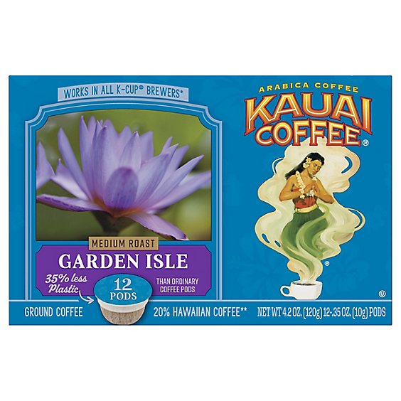 Kauai Coffee Coffee Arabica K-Cups Medium Roast Garden Isle - 12-0.35 Oz