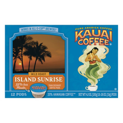 Kauai Coffee Coffee Arabica K-Cups Mild Roast Island Sunrise - 12-0.33 Oz