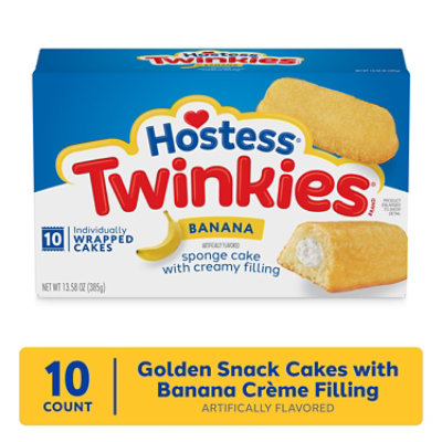 Hostess Twinkies Snack Cakes Golden Sponge Cake with Banana Artificially Flavored Filling - 10 - 13.58 Oz - Image 1