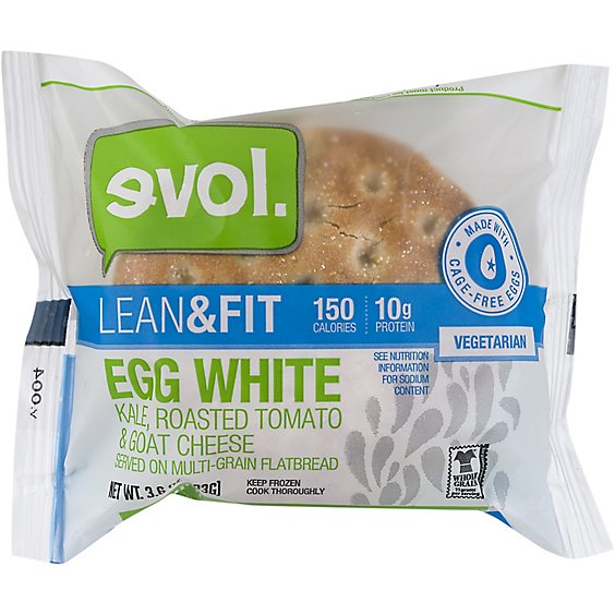 Evol Breakfast Sandwich Lean & Fit Egg White Kale Roasted Tomato & Goat Cheese - 3.6 Oz
