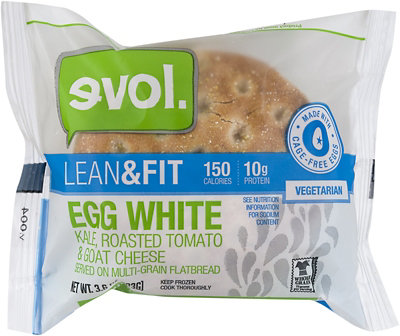 Evol Breakfast Sandwich Lean & Fit Egg White Kale Roasted Tomato & Goat Cheese - 3.6 Oz