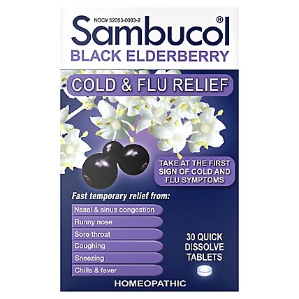 Sambucol Cold & Flu Relief Quick Dissolve Tablets - 30 Count - Image 1