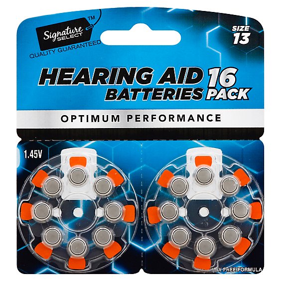 Signature Select Batteries Hearing Aid Optimum Performance Size 13 1.45V - 16 Count