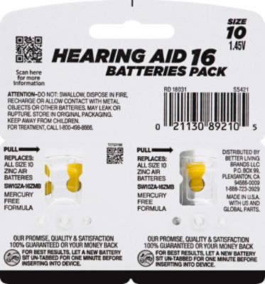 Signature SELECT Batteries Hearing Aid Optimum Performance Size 10 1.45V - 16 Count - Image 3