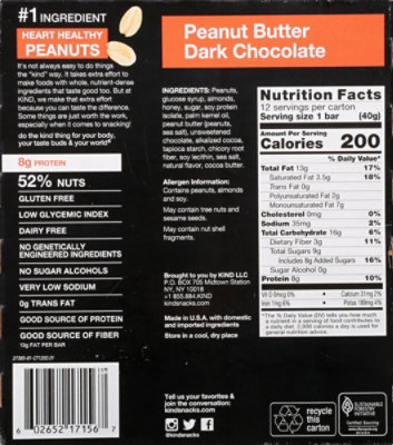 KIND Bar Plus Protein + Peanut Butter Dark Chocolate - 12-1.4 Oz - Image 6