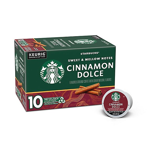 Starbucks 100% Arabica Naturally Flavored Cinnamon Dolce K Cup Coffee Pods Box 10 Count - Each