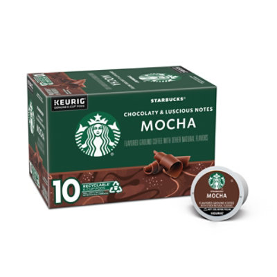 Starbucks 100% Arabica Naturally Flavored Mocha K Cup Coffee Pods Box 10 Count - Each - Image 1