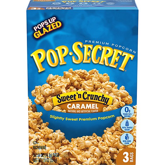 Pop Secret Sweet 'n Crunchy Caramel Microwave Popcorn 3 Count - 2.64 Oz