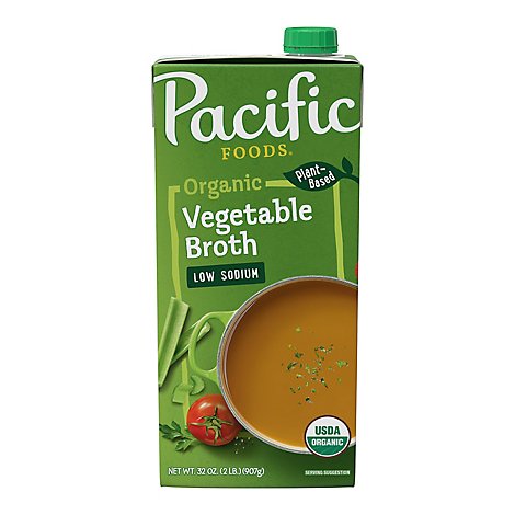 Pacific Foods Organic Broth Vegetable Low Sodium - 32 Fl. Oz.