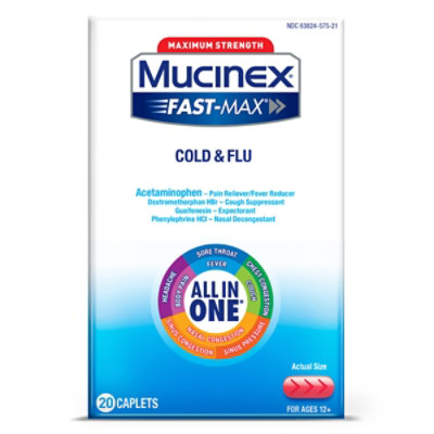 Mucinex Fast-Max Cold & Flu Medine All In One Maximum Strength Caplets - 20 Count - Image 2