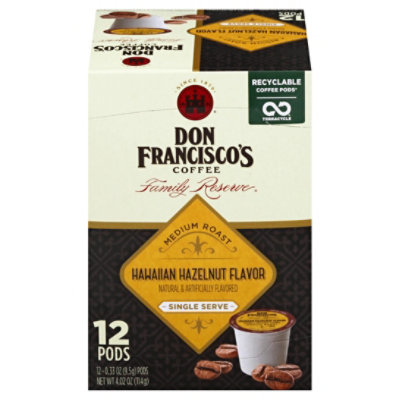 Don Franciscos Coffee Family Reserve Coffee Single Serve Medium Hawaiian Hazelnut - 12-0.33 Oz - Image 3