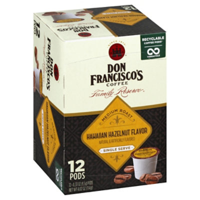 Don Franciscos Coffee Family Reserve Coffee Single Serve Medium Hawaiian Hazelnut - 12-0.33 Oz - Image 1